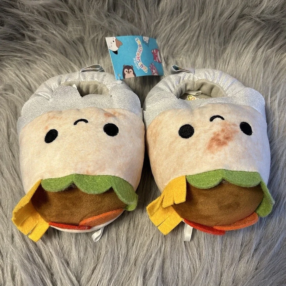 Squishmallows Slippers Girl's Size 7-8 Slip On Plush Burrito Shoes Plushy